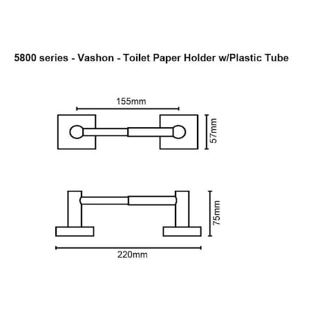 Orca Hardware Toilet Paper Holder With Plastic Tube, BL Black Finish 5852-BL